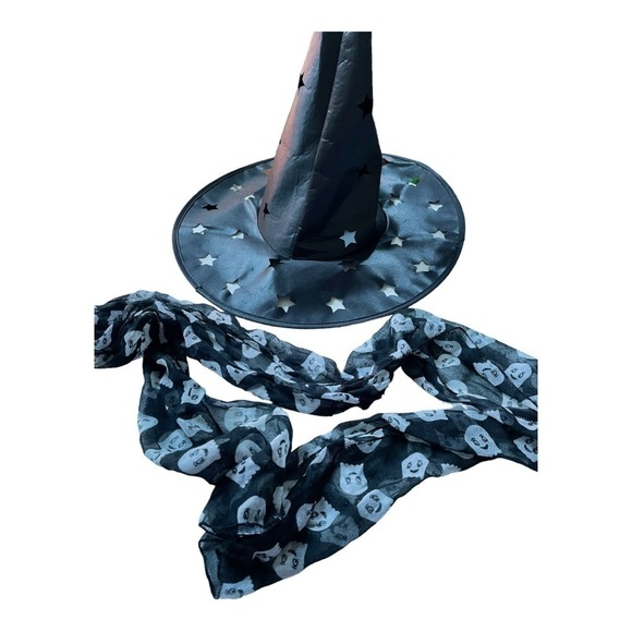 WITCH hat with star cutouts and ghost scarf bundle - Picture 5 of 7